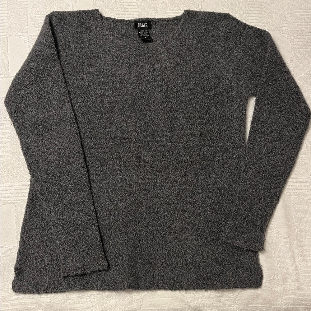 Eileen Fisher Textured Sweater in Dark Gray, Soft!